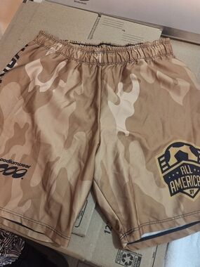 Tan Camo Kids' Athletic Shorts - Elastic Waist